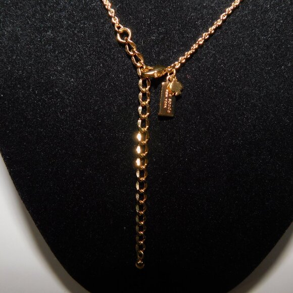 Kate Spade Moon River Green Enamel Bow Gold Tone Adjustable necklace - Picture 3 of 5